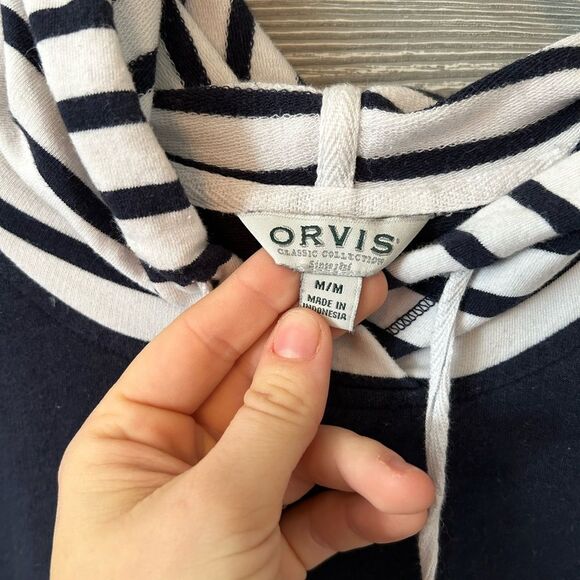 Orvis Long Sleeve Hoodie Jersey Knit Navy Striped Women’s M‎ - Picture 2 of 4